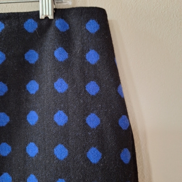 Talbots Womens Black W/Blue Polka-dot Wool Blend Knee Length Skirt Size 14 - Picture 3 of 7